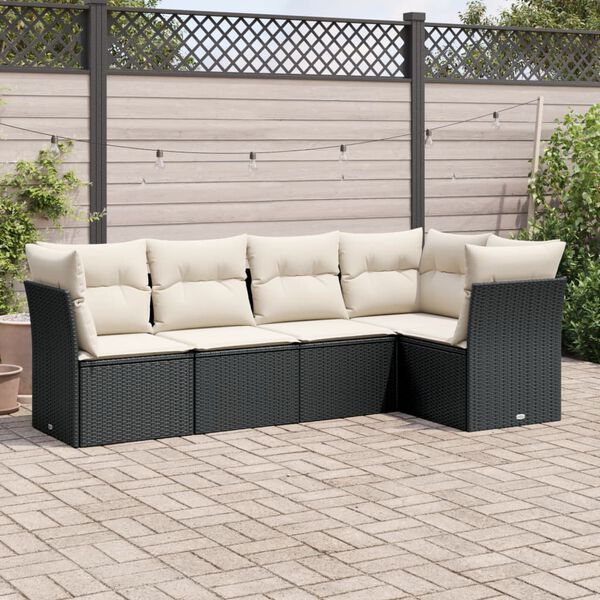 vidaXL Garden Sofa Set Black, Cream White