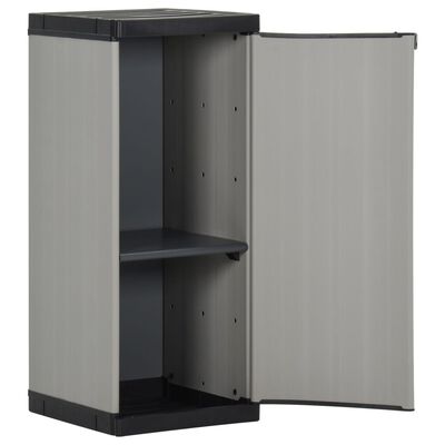 vidaXL Garden Storage Cabinet with 1 Shelf Gray and Black 13.8"x15.7"x33.5"