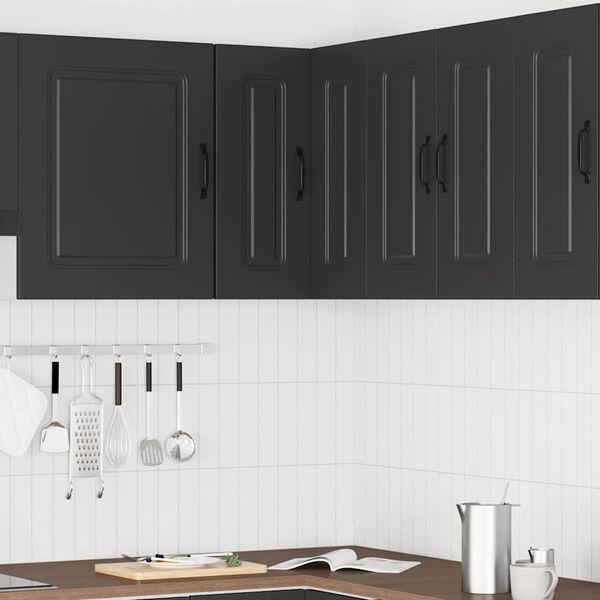 vidaXL Kitchen Wall Corner Cabinet Black Engineered wood Medium
