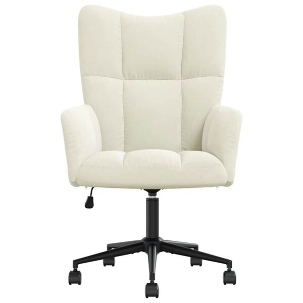 vidaXL Relaxing Chair Cream White Velvet, Steel Medium Swivel