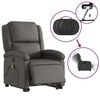 vidaXL Electric Stand Up Massage Recliner Chair Gray Real Leather Standard