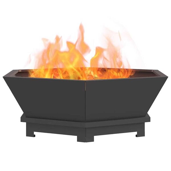 vidaXL Fire Pit Black 29.53 x 29.53 x 11.02 in Steel
