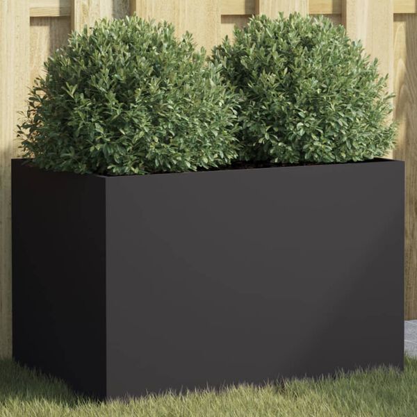 vidaXL Planter Black Cold-rolled Steel Medium Decorative Inlays