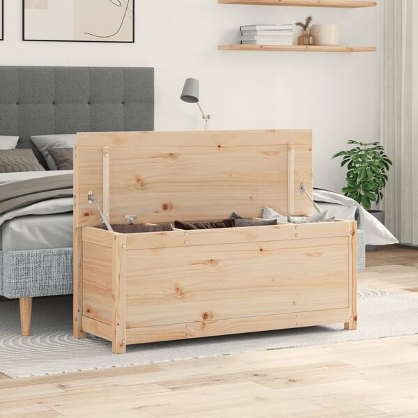 vidaXL Bench Natural Pine Solid Pine Wood Medium Storage Bench
