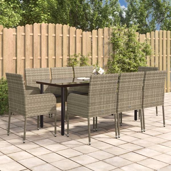 vidaXL Garden Dining Set Black PE Rattan 9 Piece Set Modular