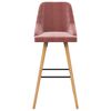 vidaXL Bar Chair Set of 2 Pink Velvet (100% polyester), solid beech wood
