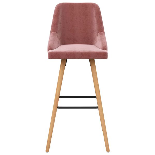 vidaXL Bar Chair Set of 2 Pink Velvet (100% polyester), solid beech wood