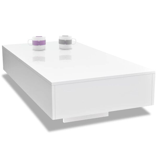 vidaXL Coffee Table High Gloss White MDF with high gloss finish
