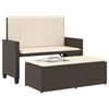vidaXL Patio Bench with Cushions and Footstool Brown Poly Rattan