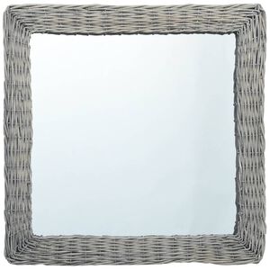 vidaXL Mirror Natural Rattan, Glass 23.6 x 23.6 in Decorative Inlays