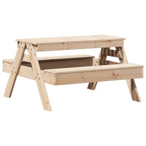 vidaXL Picnic Table Natural wood color Solid Pine Wood