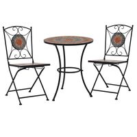 vidaXL 3 Piece Mosaic Bistro Set Ceramic Tile Orange/Gray