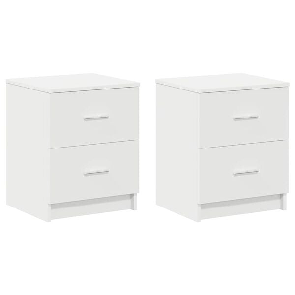 vidaXL Bedside Cabinet Set of 2 White Engineered wood Rectangular