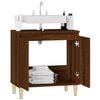vidaXL Sink Cabinet Brown Oak Engineered Wood, Solid Eucalyptus Wood