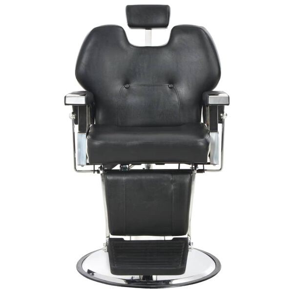 vidaXL Barber Chair Black Faux Leather, Metal Medium