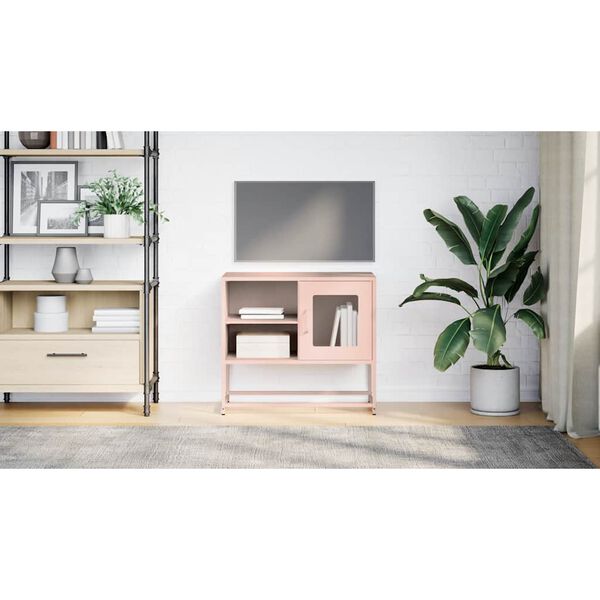 vidaXL TV Cabinet Pink Cold-rolled steel Medium TV Cabinet Rectangular
