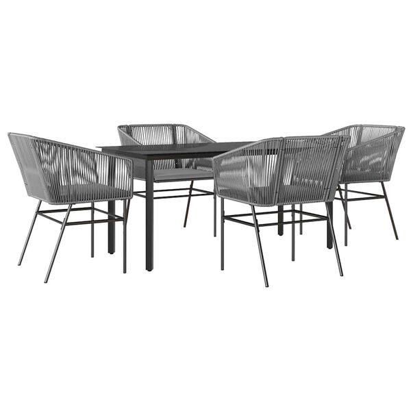vidaXL Garden Dining Set Grey PE Rattan 4-seater UV-resistant materials