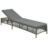 vidaXL Sunlounger Grey Poly Rattan, Powder-Coated Steel, Polyester Large
