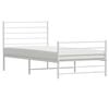 vidaXL Bed Frame White Powder-Coated Steel Twin Bed Frame Rectangular