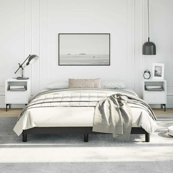 vidaXL Bed Frame Black Faux leather, plywood, engineered wood Queen