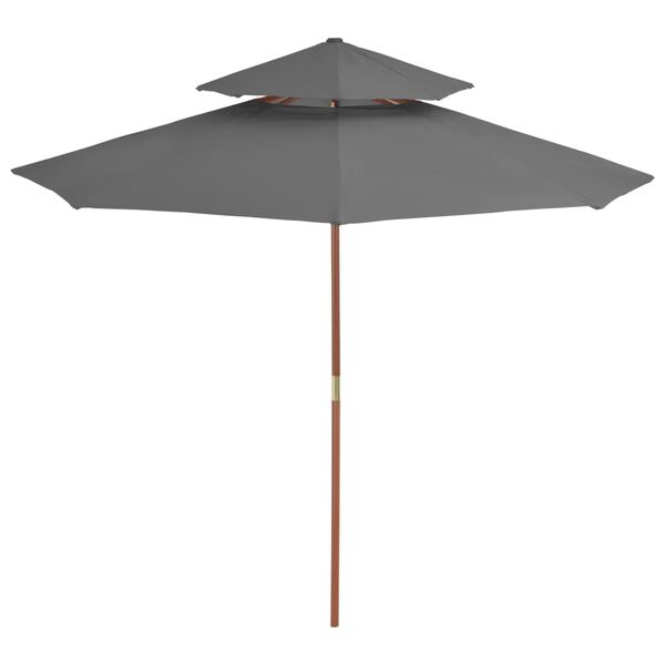 vidaXL Parasol Anthracite Laminated bamboo, hardwood, polyester