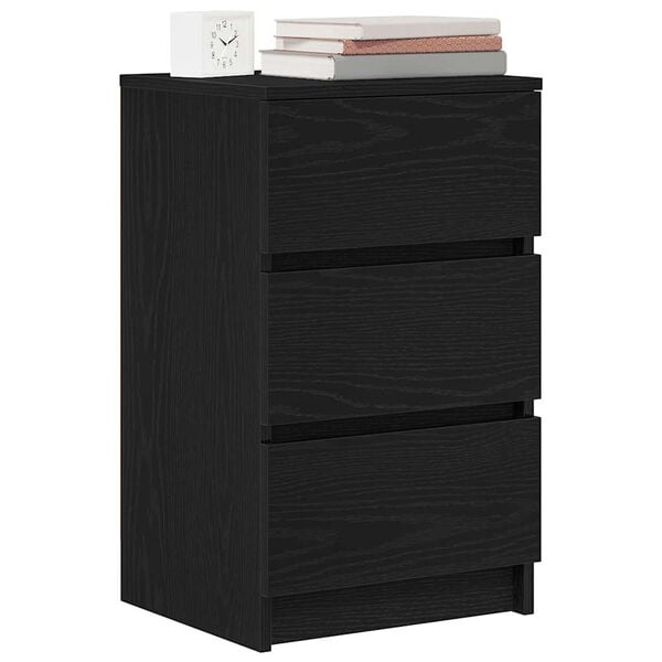 vidaXL Bedside Cabinet Black Engineered wood 15.4x13.8x25.6 in