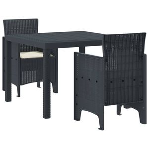 vidaXL Garden Dining Set 3 pcs Anthracite Polypropylene