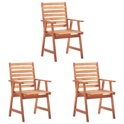 vidaXL Patio Dining Chairs 3 pcs with Cushions Solid Acacia Wood