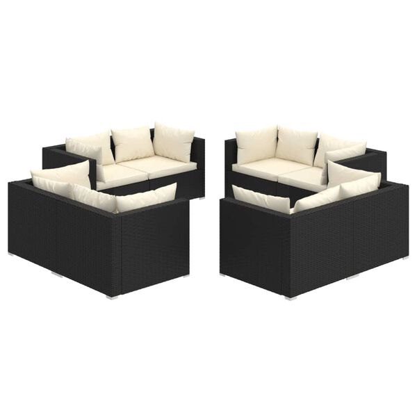 vidaXL Garden Lounge Set Black, Cream