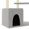 vidaXL Cat Tree Light Grey Engineered Wood, Plush, Sisal 42.3 in Tall