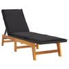 vidaXL Sun Lounger Black and Brown PE rattan, solid acacia wood, steel
