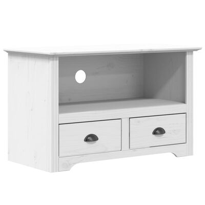 vidaXL TV Cabinet with 2 Drawers BODO White 35.8"x16.9"x22" Solid Wood Pine