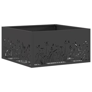 vidaXL Fire Pit Black 23.62 x 23.62 x 11.81 in Steel