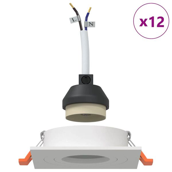 vidaXL Spotlight 12 pcs White 9 x 9 x 2 cm Aluminium