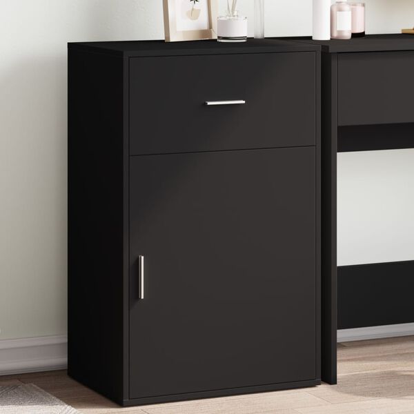 vidaXL Storage Cabinet Black Engineered wood 22.2 x 15.4 x 35.4 in