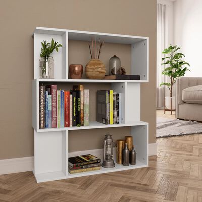 vidaXL Book Cabinet/Room Divider White 31.5"x9.4"x37.8" Engineered Wood