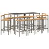vidaXL Garden Bar Set Grey PE rattan Large Garden Bar Set Rectangular