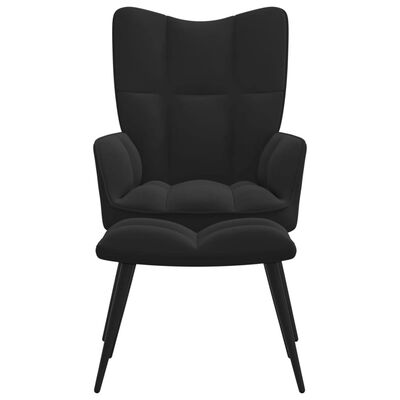 vidaXL Relaxing Chair with a Stool Black Velvet