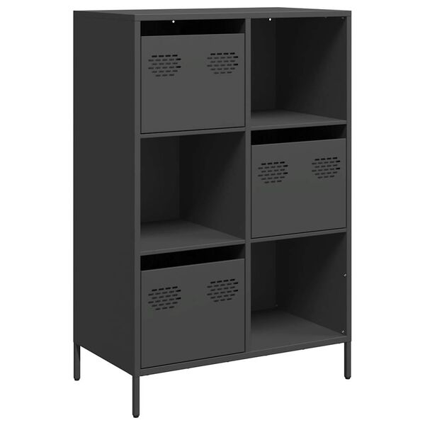 vidaXL Highboard Black Cold-rolled steel Medium Highboard Rectangular