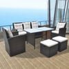 vidaXL Garden Table And Chair Brown Powder-Coated Steel Large