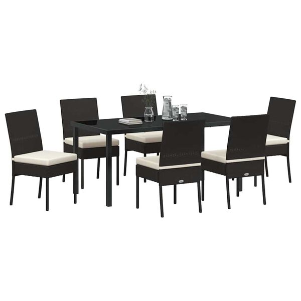 vidaXL Garden Dining Set 7 pcs Black Poly rattan