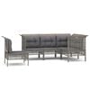 vidaXL 5 Piece Patio Lounge Set with Cushions Grey Poly Rattan