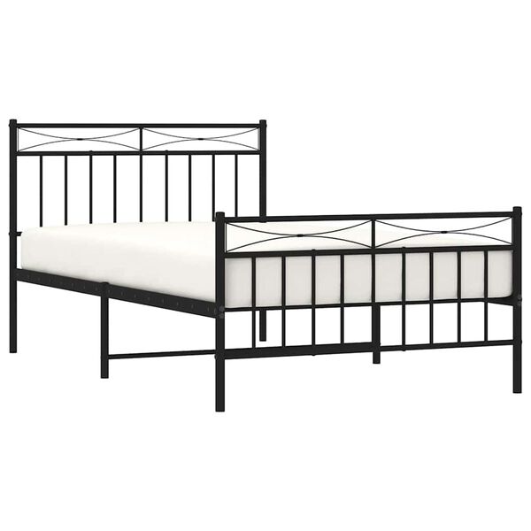 vidaXL Bed Frame Black Powder-Coated Steel Twin Bed Frame Rectangular