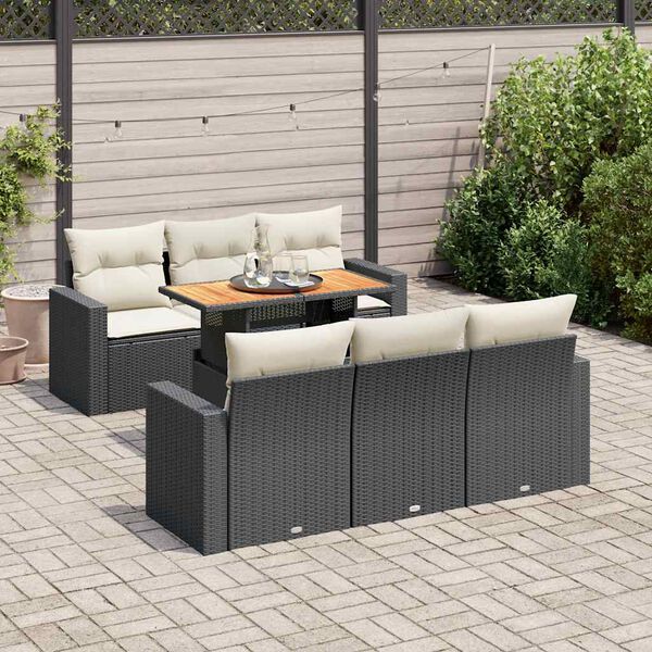 vidaXL Garden Sofa Set Black, Cream White