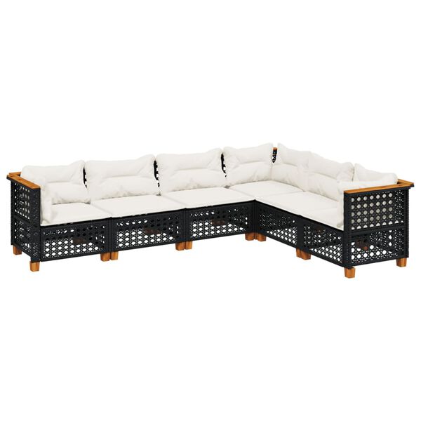 vidaXL Outdoor Sofa Set Black, Cream White