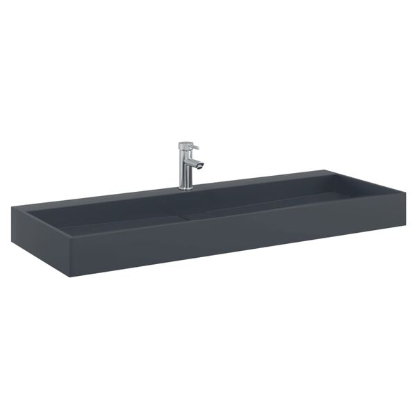 vidaXL Wash Basin 47.2x18.1x4.3" Mineral Cast/Marble Cast Anthracite