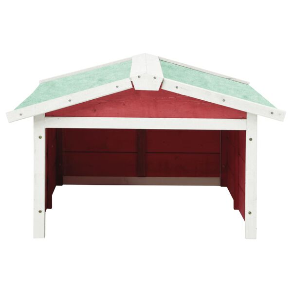 vidaXL Lawn Mower Garage Red and White Solid Firwood, Plywood Medium