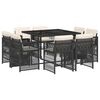 vidaXL Garden Dining Set Mix beige and black, Light grey