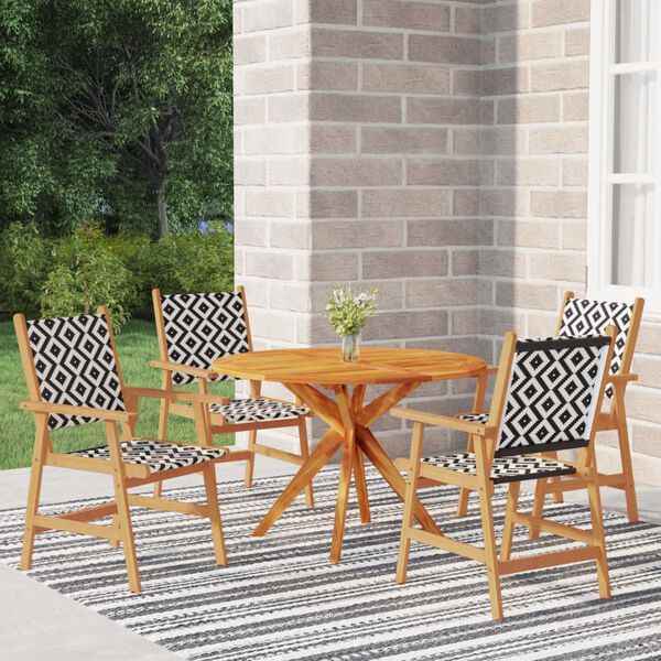 vidaXL Garden Dining Set Natural Wood Solid Acacia Wood, Poly Rattan
