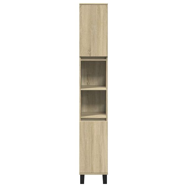 vidaXL Bathroom Cabinet Sonoma Oak Engineered Wood, Iron Tall and Slim
